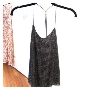 Black and gold shimmer dressy razor back tank